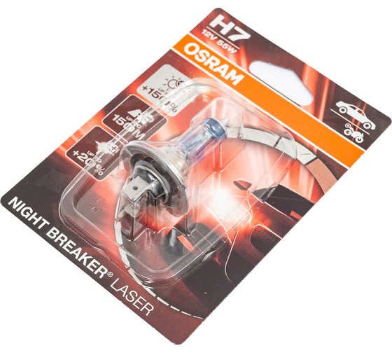 Автолампа OSRAM H7 55 PX26d+150% NIGHT LASER 3750K 12V, 1, 10 64210NL-01B