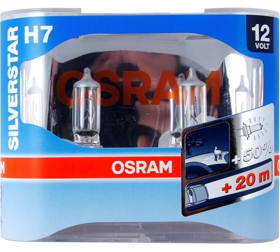 Автолампа OSRAM H7 55 PX26d+60% SILVERSTAR 2.0, 2 шт. 12V, 1, 10 OLD 64210SV2-HCB 1
