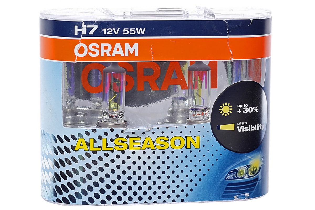 Автолампа OSRAM H7 55 PX26d ALLSEASON 3000K, 2 шт. 12V, 1, 10 64210ALL .