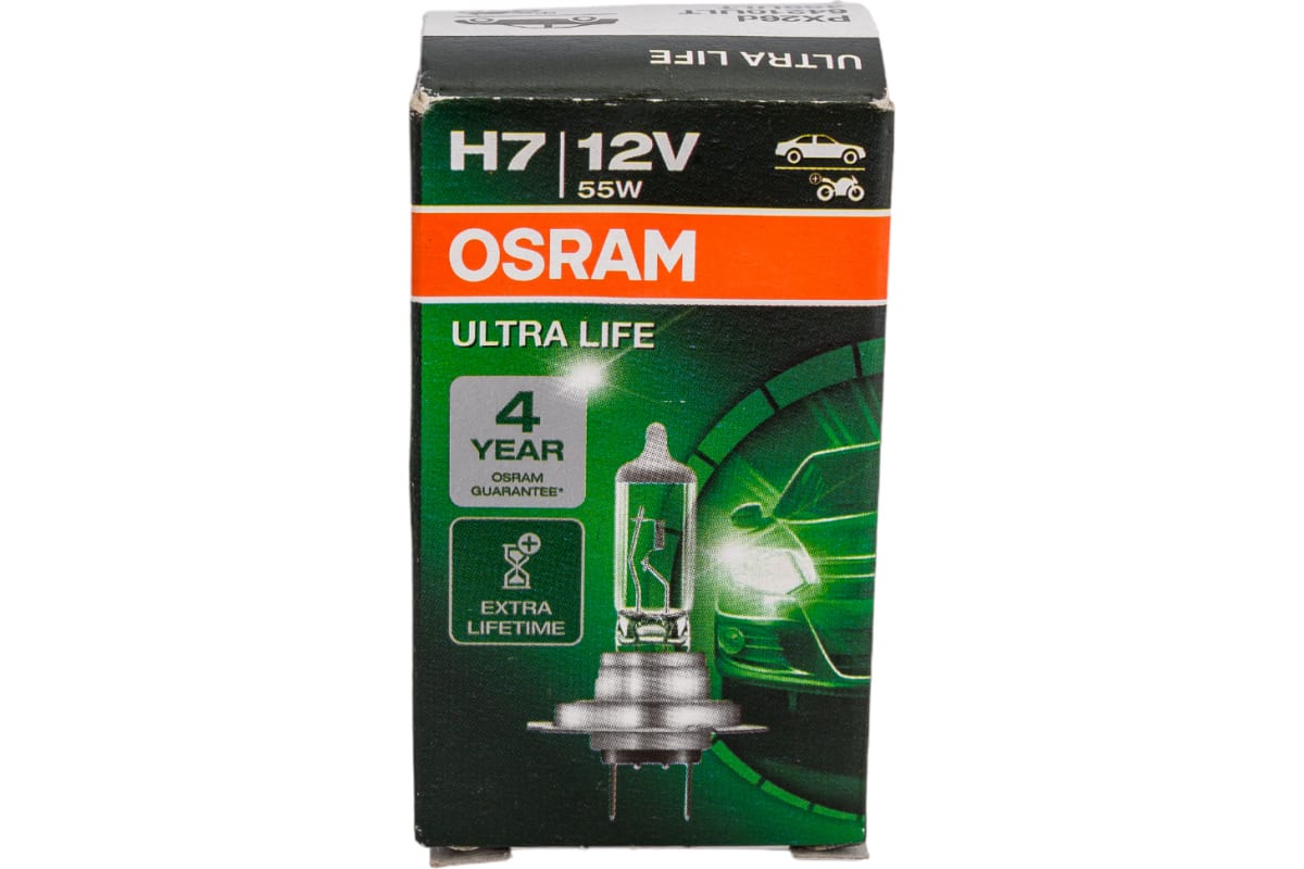 Автолампа OSRAM H7 55 PX26d ULTRA LIFE 12V, 1, 10 64210ULT - выгодная цена,  отзывы, характеристики, фото - купить в Москве и РФ