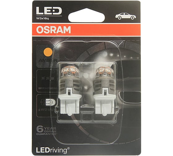 Автолампа OSRAM W21W W3 16d LED AMBER, 2 шт. 12V, 1, 10, 50 7905YE-02B 1