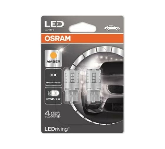 Автолампа OSRAM W21, 5W W3 16q LED AMBER, 2 шт. 12V, 10, 50 7715YE-02B 1