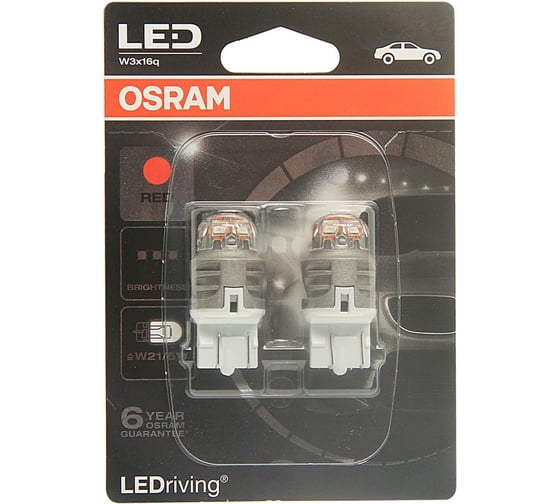 Автолампа OSRAM W21,5W W3 16q LED RED, 2 шт. 12V, 10, 50 7915R-02B 1