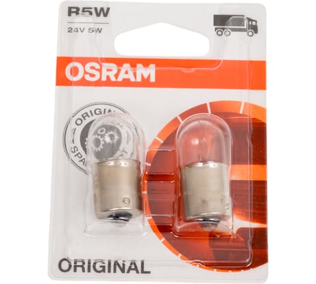 Автолампа Osram R5W BA15s, 2шт 24V ,1,10 5627-02B