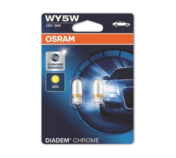 Автолампа OSRAM WY5W W2.1 9.5d DIADEM CHROME, 2 шт. 12V, 1, 10, 50, 200 2827DC-02B