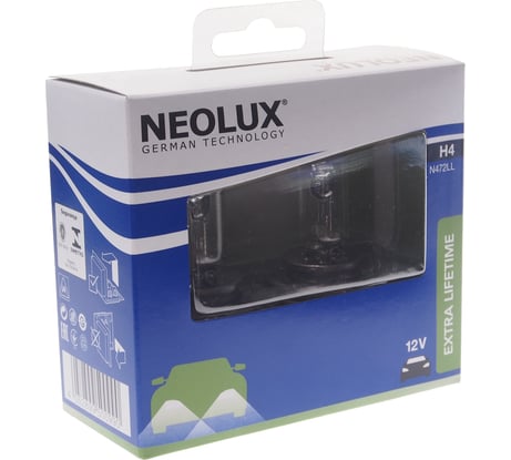 Автолампа NEOLUX H4 60 55 P43t LONG LIFE бокс, 2шт 12V 1 10 N472LL-2SCB