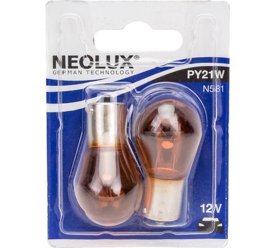 Автолампа NEOLUX PY21W BAU15s YELLOW блистер, 2шт 12V 1 10 N581-02B