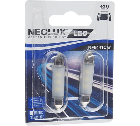 Автолампа NEOLUX C5W SV8.5-8 41мм LED COLD WHITE 6000К блистер, 2шт 12V 1 NF6441CW-02B 1