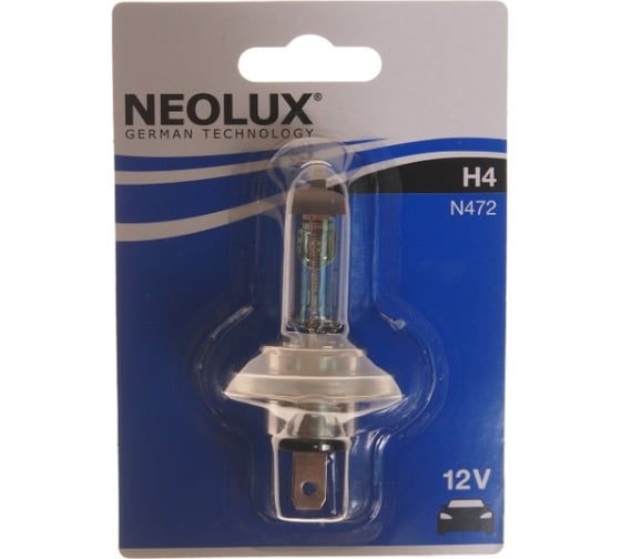 Автолампа NEOLUX H4 60 55 P43t-38 блистер 12V 1 10 100 N472-01B