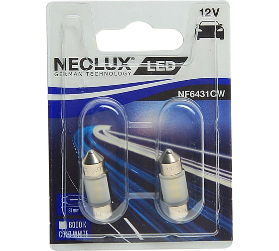 Автолампа NEOLUX C5W SV8.5-8 31мм LED COLD WHITE 6000К блистер, 2шт 12V 1 NF6431CW-02B