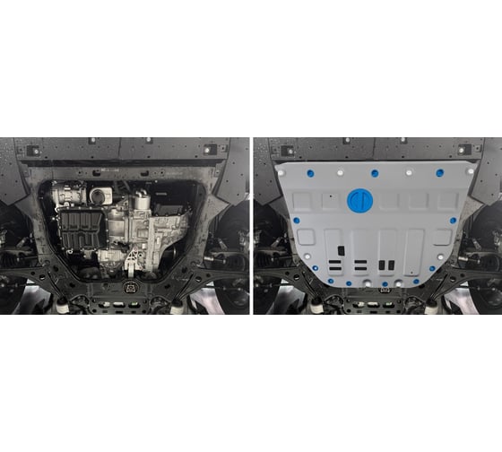 Защита картера и КПП + комплект крепежа Rival алюминий GAC GS8 2023-, V-2.0, АКПП, 4WD. 333.3403.1