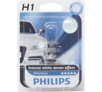 Автолампа PHILIPS H1 55 P14.5s+60 VISION 3700K 12V ,1,10 12258WHVB1