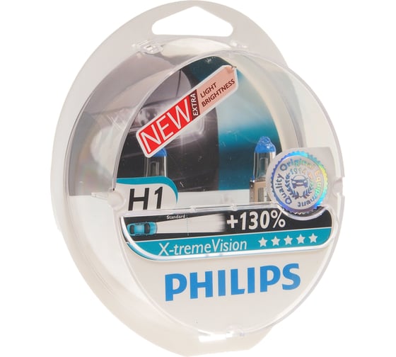 Автолампа PHILIPS H1, 55 P14.5s+130% X-TREME VISION PLUS 2 шт. 12V 1,5 12258XV+S2