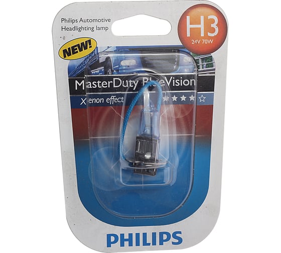 Автолампа PHILIPS H3, 70 PK22s MASTER DUTY BLUE VISION 24V 1,10 OLD 13336MDBVB1 1