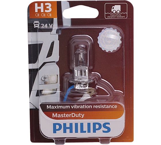 Автолампа PHILIPS H3, 70 PK22s MASTER DUTY 24V 1,10,100 HIT замена P-13336HD 13336MDB1