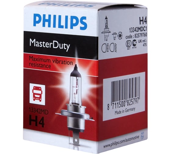 Автолампа PHILIPS H4, 75, 70 P43t-38 MASTER DUTY 24V 10,100 HIT замена P-13342HD 13342MDC1