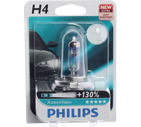 Автолампа PHILIPS H4, 60, 55 P43t-38+130% X-TREME VISION PLUS 12V 1,10 12342XV+B1