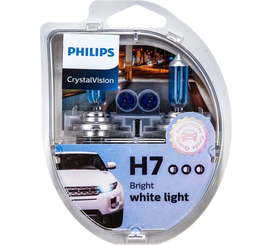 Автолампа PHILIPS H7, 55 PX26d CRISTAL VISION 4300K 2 шт.+2 шт. W5W 12V 1,5,30 HIT 12972CVSM