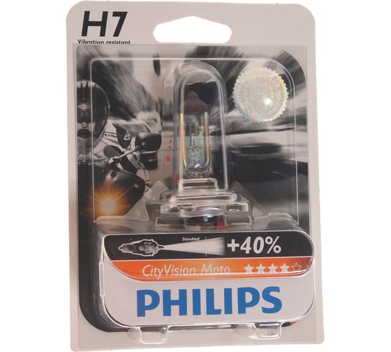 Автолампа PHILIPS H7, 55 PX26d+40% CITY VISION MOTO 12V 1,10 12972CTVBW