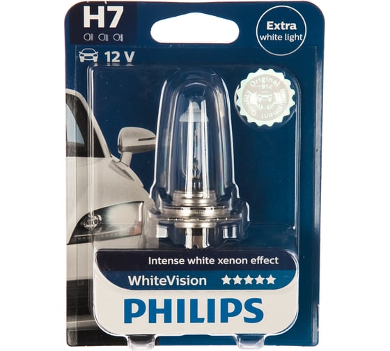 Автолампа PHILIPS H7, 55 PX26d+60% VISION 3700K 12V 1,10 12972WHVB1