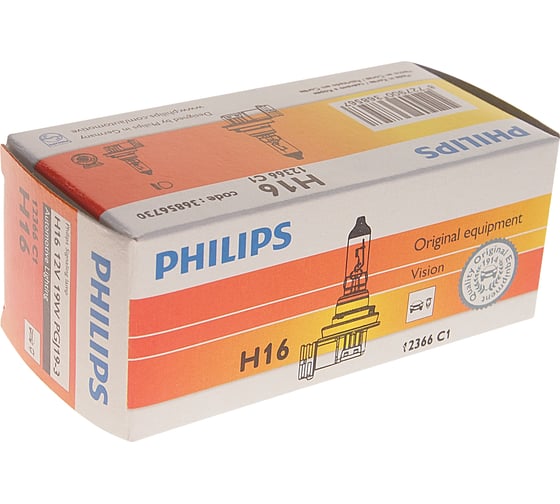 Автолампа PHILIPS H16, 19 PGJ19-3 12V 1,10 12366C1
