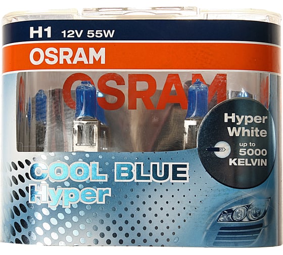 Автолампа OSRAM H1 55 P14.5s COOL BLUE HYPER 62150CBH-HCB
