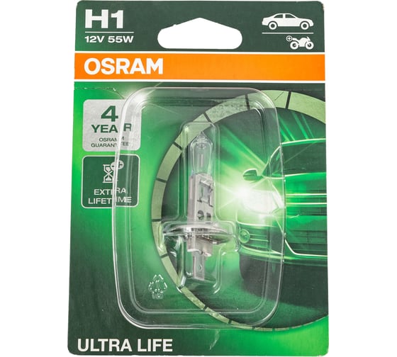 Автолампа OSRAM H1 55 P14.5s ULTRA LIFE 12V, 1, 10 64150ULT-01B 1