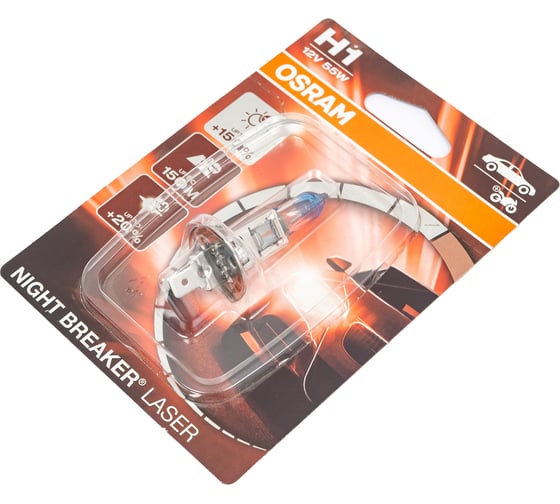 Автолампа OSRAM H1 55 P14.5s+150% NIGHT LASER 3500K 12V, 1, 10 64150NL-01B