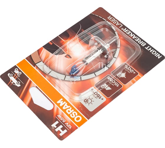 Автолампа OSRAM H1 55 P14.5s+150% NIGHT LASER 3500K 12V, 1, 10 64150NL-01B