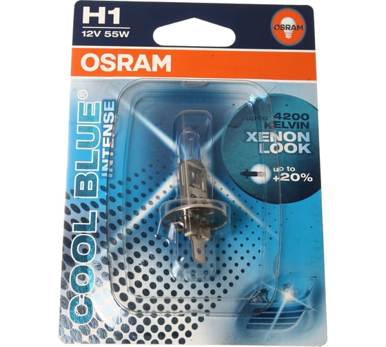 Автолампа OSRAM H1 55 P14.5s+20% BLUE INTENSE 4200K 12V, 1, 10 64150CBI-01B