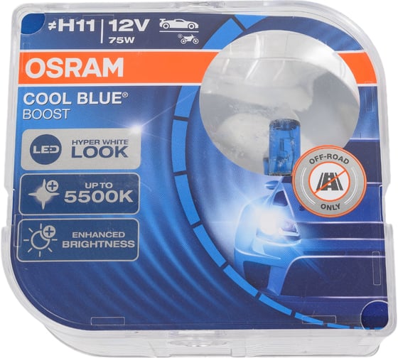 Автолампа OSRAM H11 80 PGJ19-2 +50% BLUE BOOST 5000K, 2шт 12V, 1, 10 62211CBB-HCB