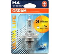 Автолампа OSRAM H4 60/55 P43t-38 ULTRA LIFE 12V, 1, 10 64193ULT-01B