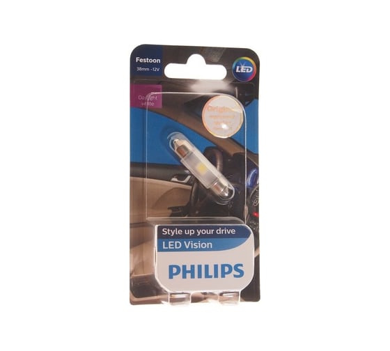 Автолампа PHILIPS C5W SV8.5,8, 38 мм LED DAYLIGHT 6000K 12V 1,10 128016000KX1