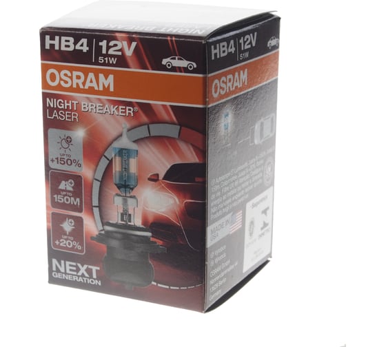Автолампа OSRAM HB4 51 P22d+150% NIGHT LASER 3950K 12V, 1, 10 9006NL