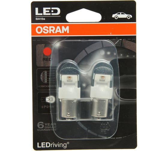 Автолампа OSRAM P21W BA15S LED RED 2шт 12V, 1, 10, 50 7556R-02B 1