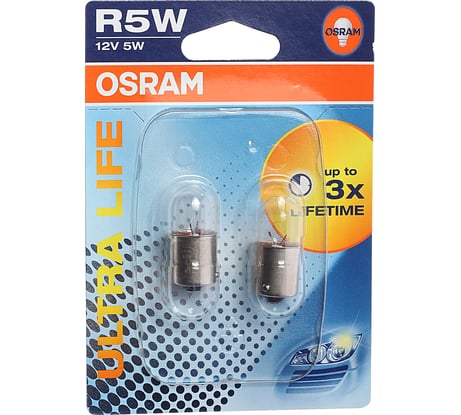 Автолампа OSRAM R5W BA15s ULTRA LIFE 12V 2шт 1, 10, 50 5007ULT-2BL