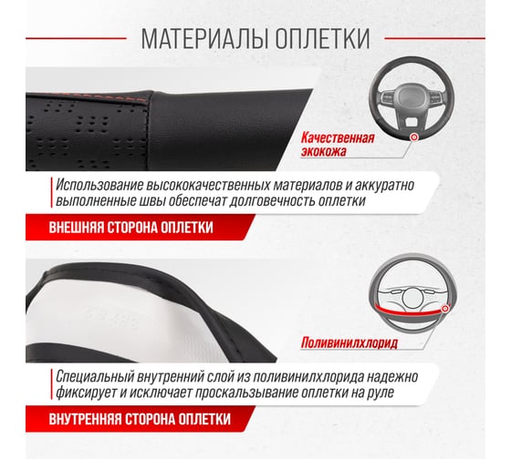 Оплетка SKYWAY Art-1 M черная экокожа S01102340