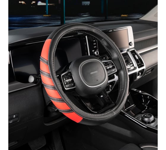 Оплетка SKYWAY Combo-2 M черно/красная экокожа S01102059