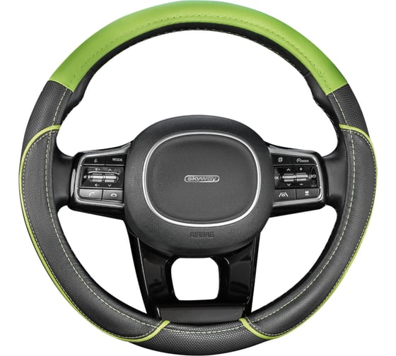 Оплетка SKYWAY Combo-4 M Черно/Зеленая экокожа S01102393 1