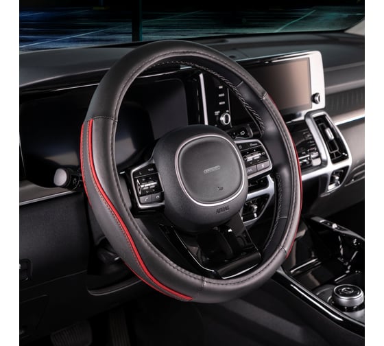 Оплетка SKYWAY Combo-7 M Черно/Красная экокожа S01102300