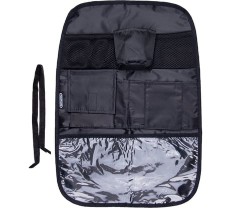 Защита спинки сиденья-органайзер SKYWAY ПВХ 7 карманов черный S06101002