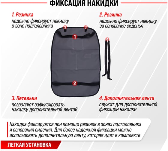Защита спинки сиденья-органайзер SKYWAY ПВХ 7 карманов черный S06101002