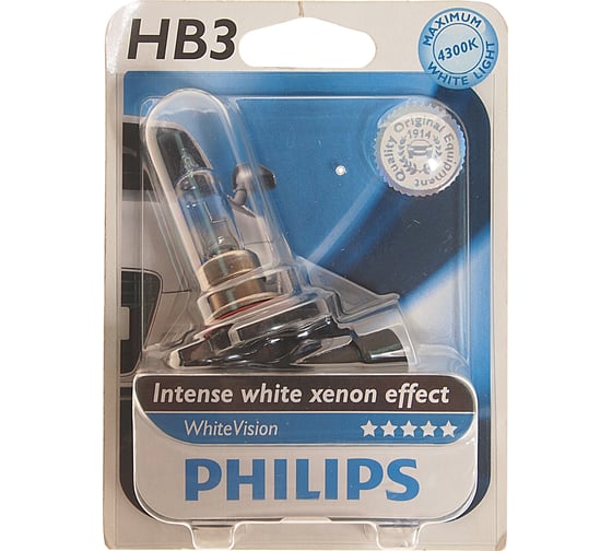 Автолампа PHILIPS HB3, 9005 65 P20d+60% VISION 4300K 12V 1,10 9005WHVB1