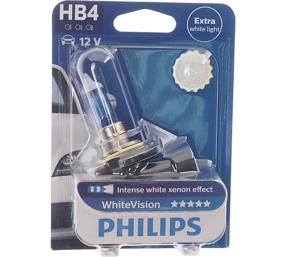 Автолампа PHILIPS HB4, 9006, 51 P22d+60% VISION 3700K 12V 1,10 9006WHVB1 1