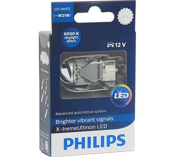 Автолампа PHILIPS W21W LED X-TREME ULTINON 6000K 12V 1 12795X1 1