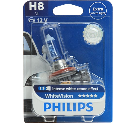 Автолампа PHILIPS H8, 35 PGJ19-1 VISION 3700K 12V 1,10 12360WHVB1 1