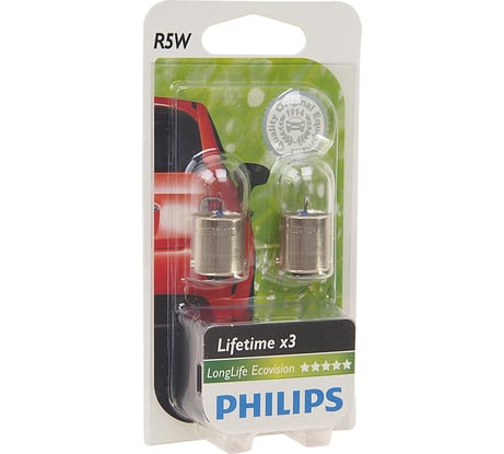 Автолампа PHILIPS R5W BA15s LONG LIFE ECO VISION, 2шт 12V ,1,10 12821LLECOB2
