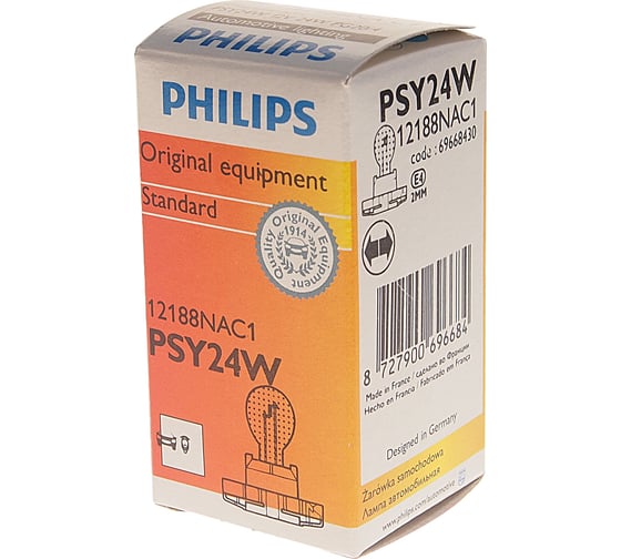 Автолампа PHILIPS PSY24W PG20,4 HALOGEN YELLOW 12V 1,15 12188NAC1
