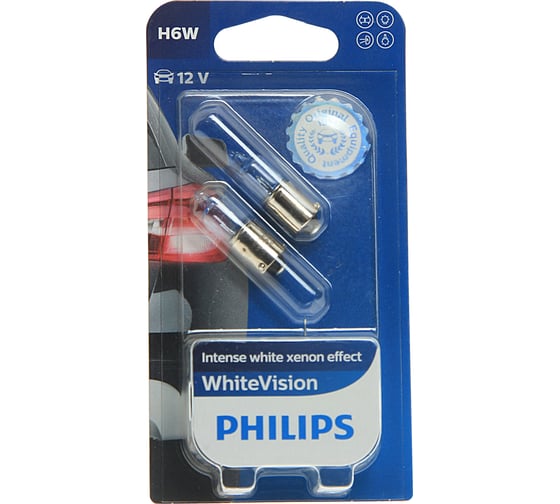 Автолампа PHILIPS H6W BAX9s VISION 12V 10 12036WHVB2