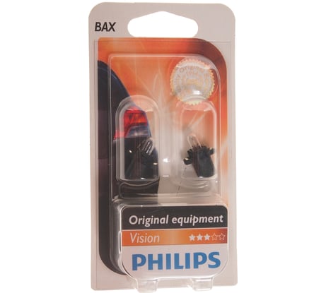 Автолампа PHILIPS BAX1.2W с черным патроном BAX8.3s 1.35, 2 шт. 12V 1,10,200 12597B2